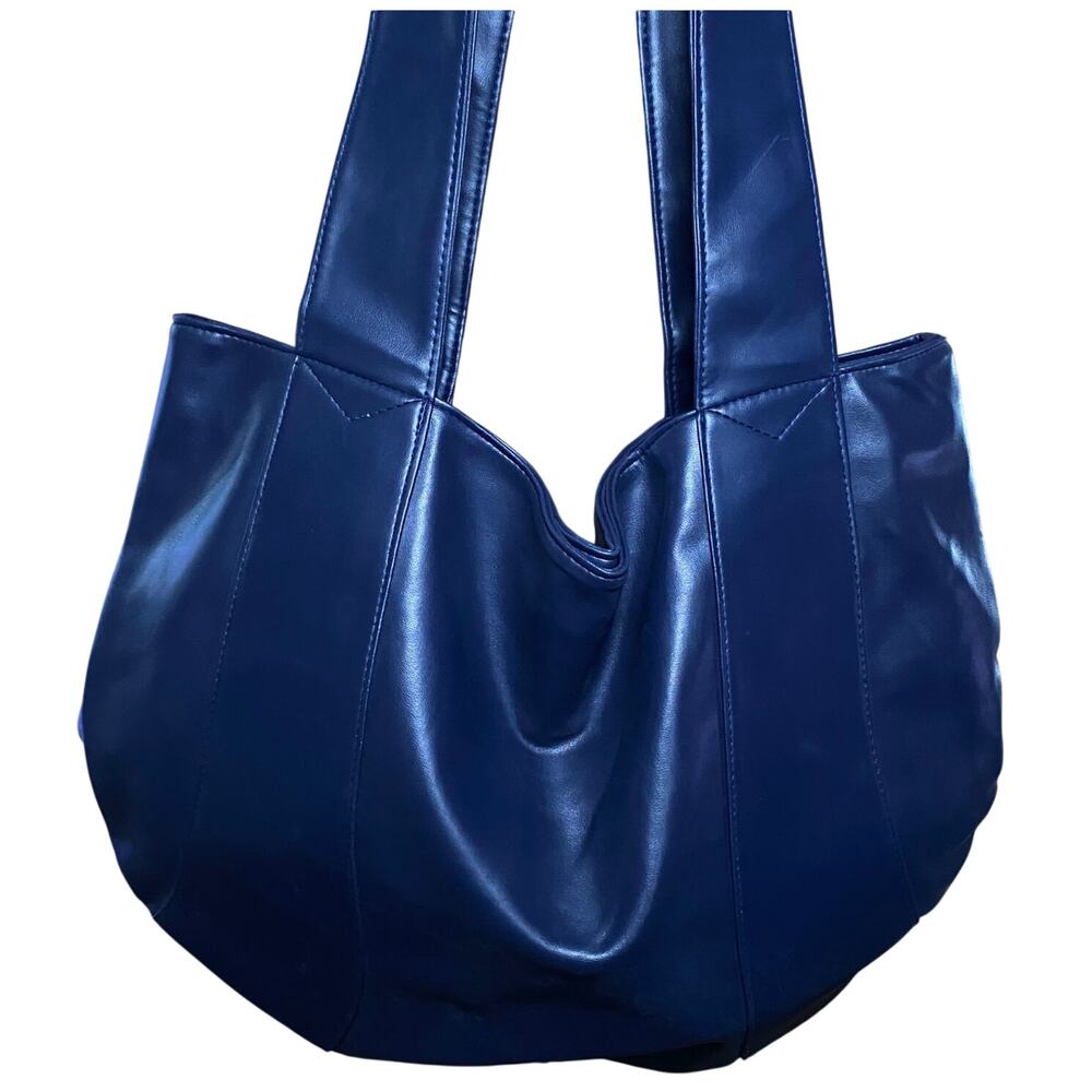 Y2K Minimalist Slouchy Navy XL Oversized Tote Shoulder Bag Clean Girl Chic
